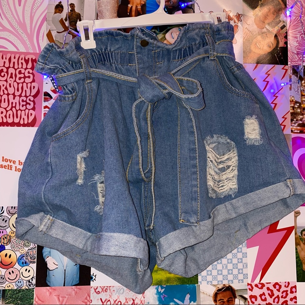 Denim Paperbag Shorts